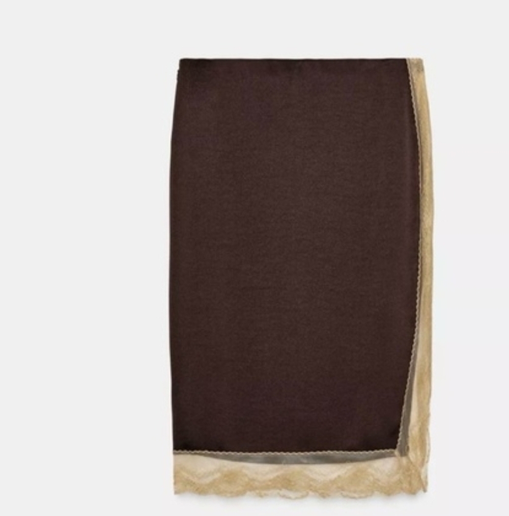 Sz S, M NWT ZARA LACE MIDI SKIRT ZW COLLECTION - Picture 3 of 5